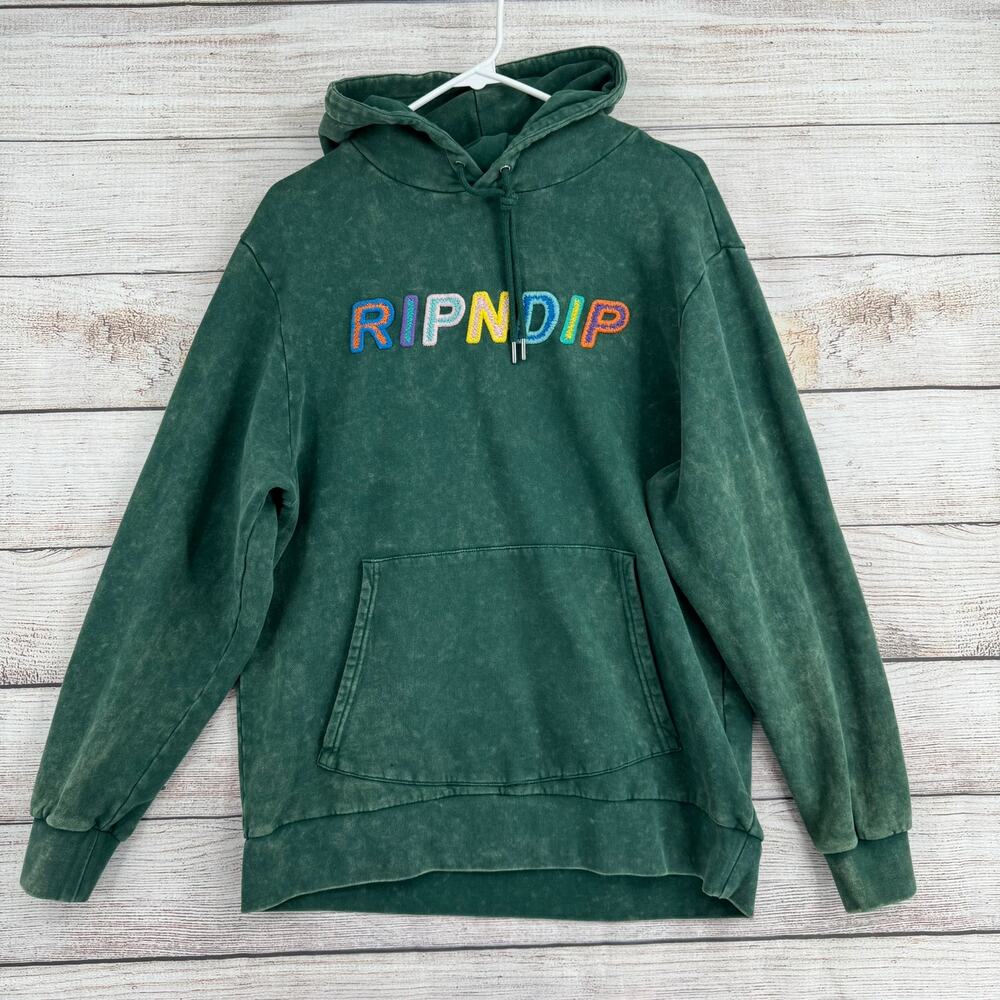 RipNDip Washed Hoodie Sweatshirt Adult Medium‎ Green Embroidered